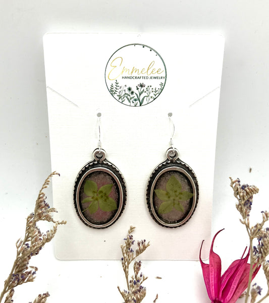 Green floral earrings